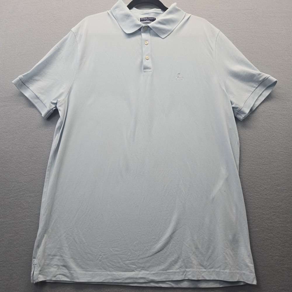 Charles Tyrwhitt Golf Polo Shirt Mens Size 2XL XXL Light‎ Blue Blend Stretch
